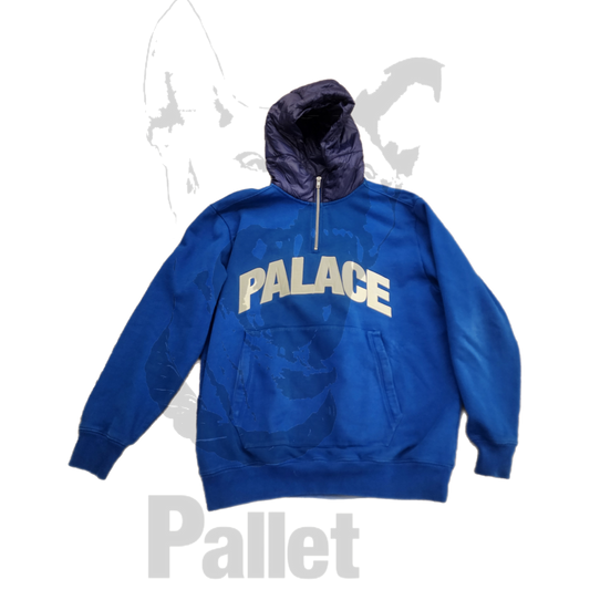 Palace - "Quater Zip Blue Hoodie" - Size X-Large