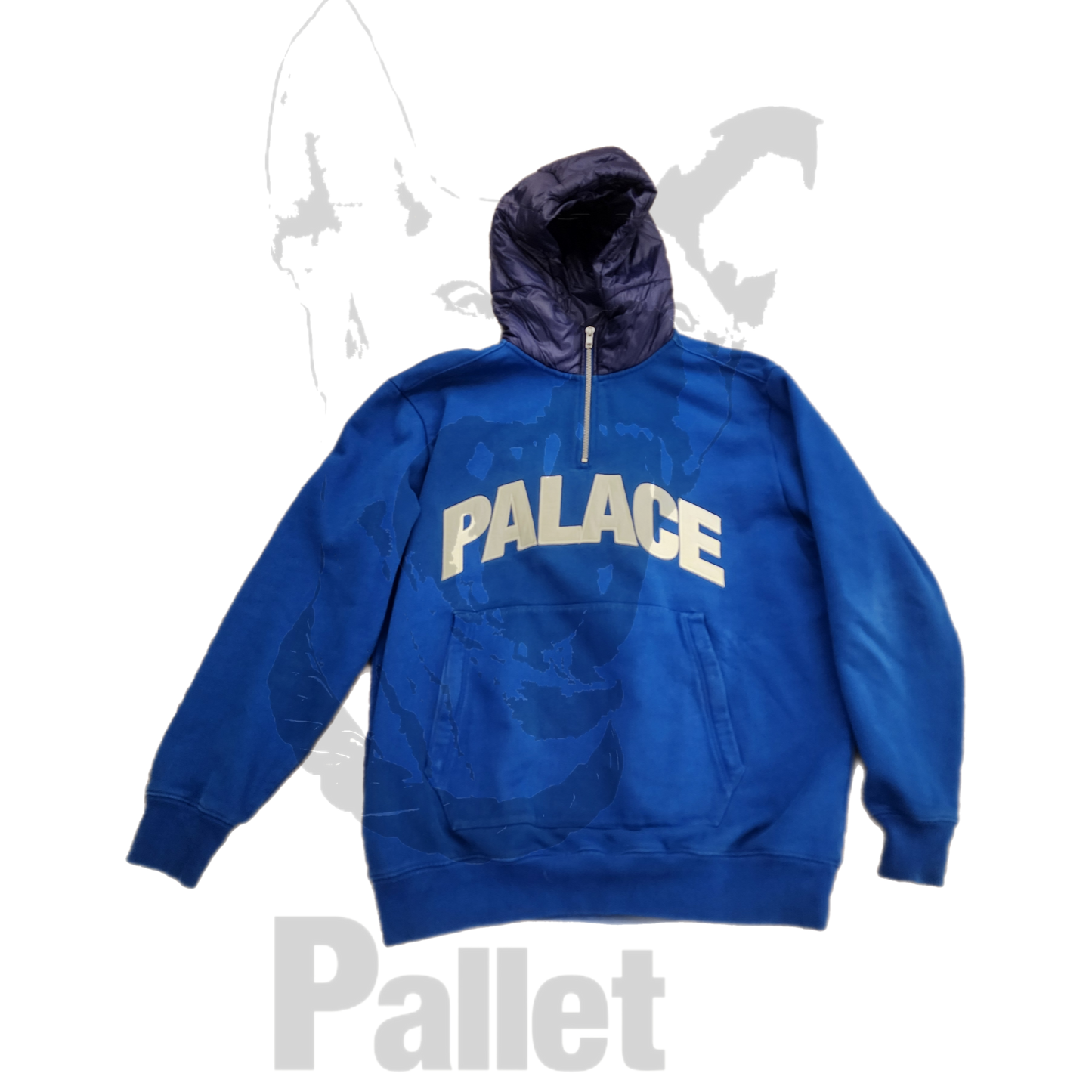 Palace - "Quater Zip Blue Hoodie" - Size X-Large