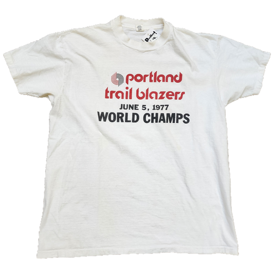 Trail Blazers 77' World Champ White Tee - Size X-Large