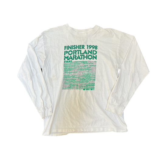 Nike 1998 Portland Marathon Finisher White Long Sleeve Tee - Size Medium