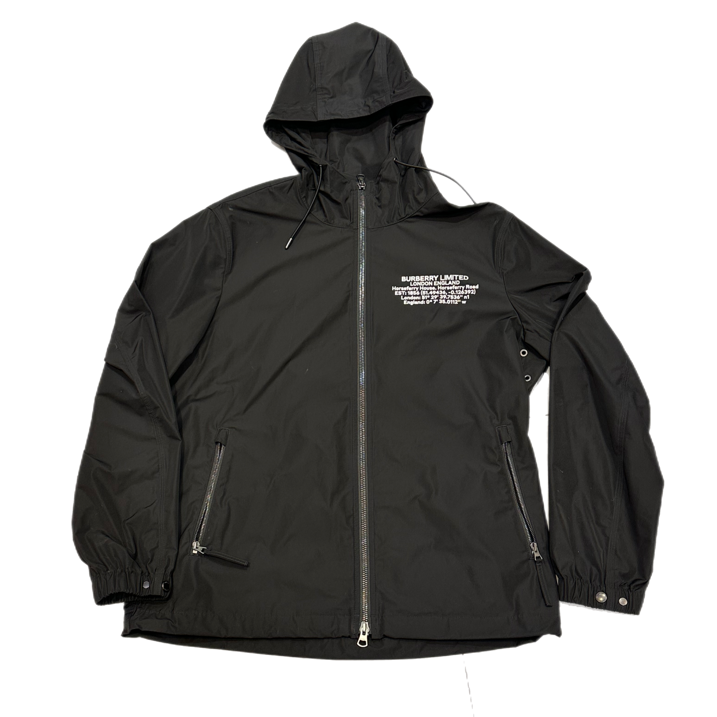 Burberry - " Black Zip Up Jacket" -Size Large