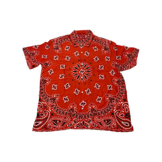Supreme -"Red Bandana Silk Button Up Shirt"- Size X-Large