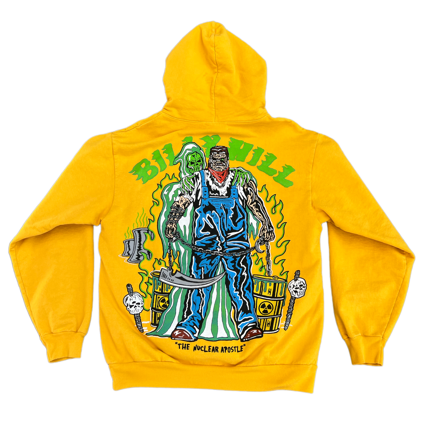 Billy Hill x Warren Lotas - "The Nuclear Apostle" - Yellow Hoodie Size Medium